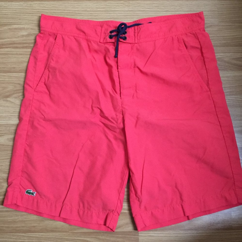 NWOT Lacoste Swim Trunks Shorts Men's Size Medium Red